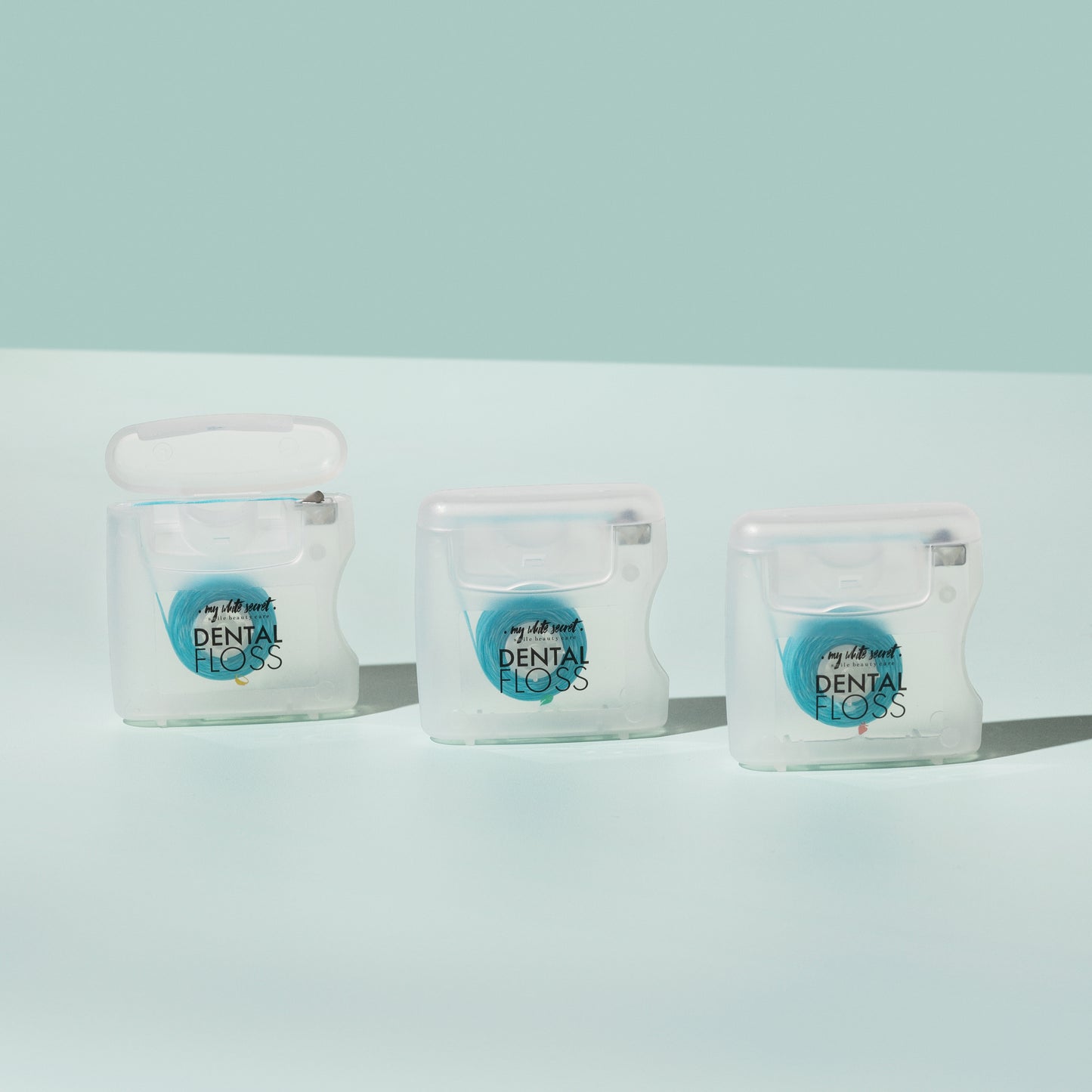 Dental floss x 3 pack with incredable flavours sweet strawberry, soothing coconut, and refreshing mint.