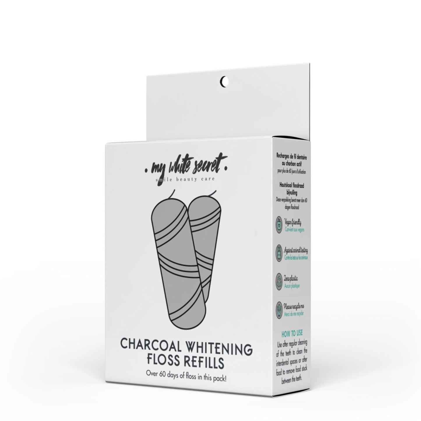 Charcoal biodegradable dental Floss (Refills) - My White Secret