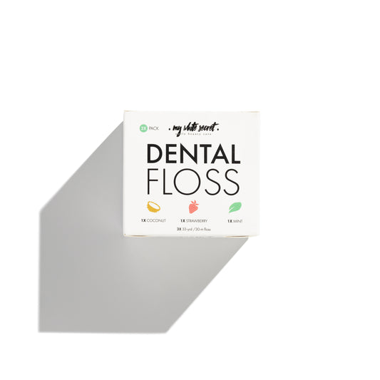 Dental floss x 3 pack with incredable flavours sweet strawberry, soothing coconut, and refreshing mint.