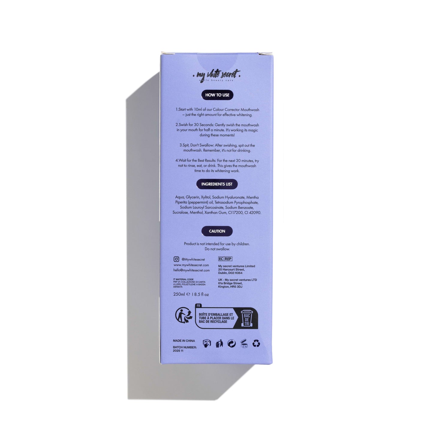 Colour corrector whitening mouthwash
